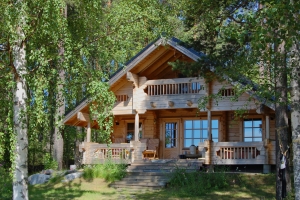 chalet en bois dans la forêt