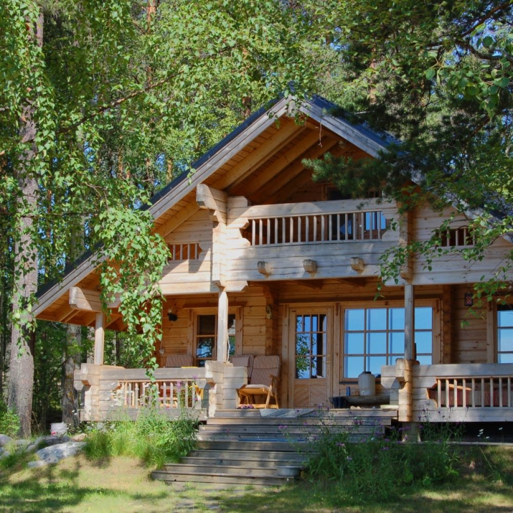 chalet en bois dans une forêt